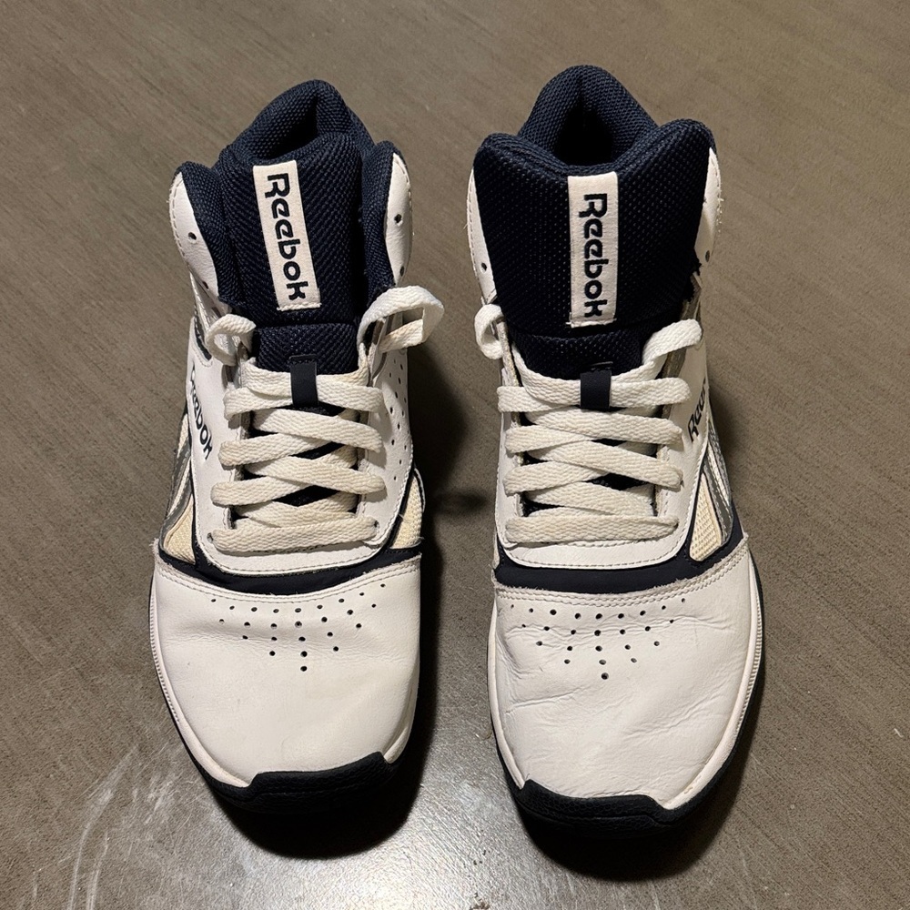 Reebok Men’s White and Navy High-Top Athletic Sneakers